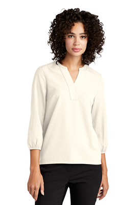 Mercer+Mettle Womens Stretch Crepe 3-4-Sleeve Blouse