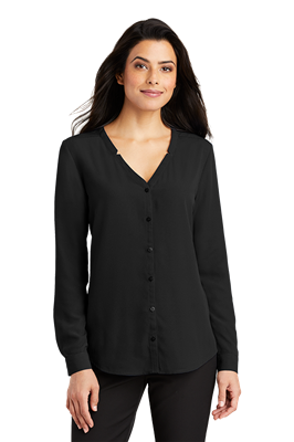 Port Authority Ladies Long Sleeve Button-Front Blouse